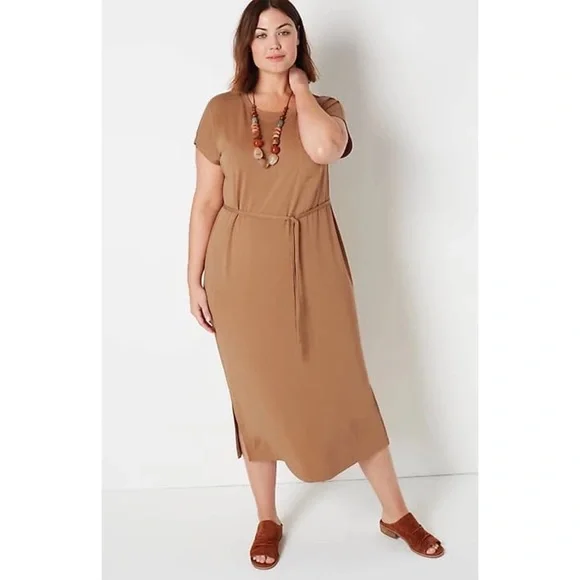 J. Jill Casual-Luxe T-Shirt Maxi Dress in Tigers Eye - Picture 2 of 8